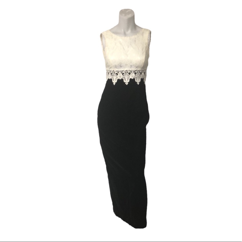 Vtg 90s Scott McClintock Lace & Velvet Cottagecore Maxi Dress 6P